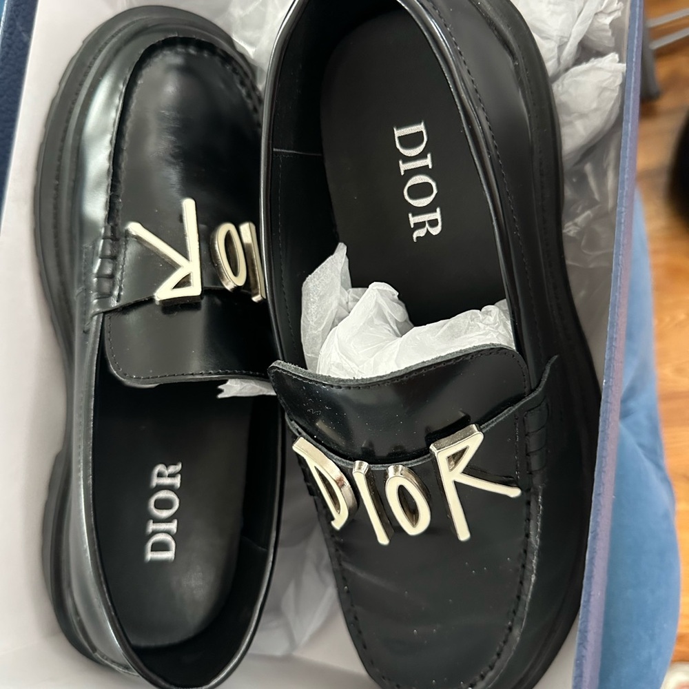 Dior Black Leather Loafers
